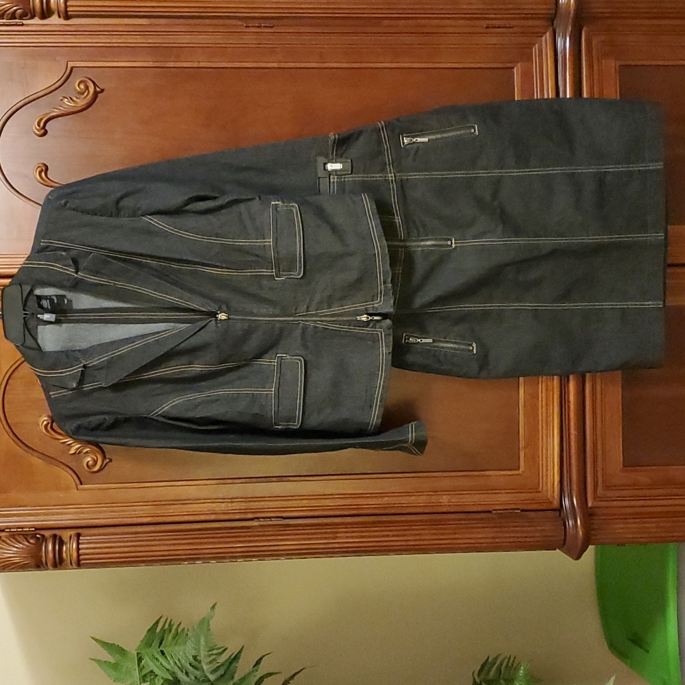 Dark wash denim suit